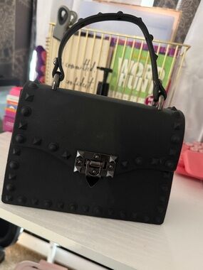 Black Stud-Accent Top Handle Bag - Brand Unspecified